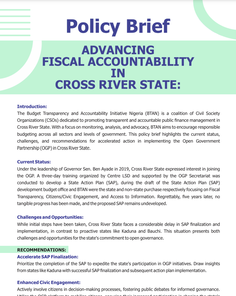 You are currently viewing Advancing fiscal accountability in Cross River state